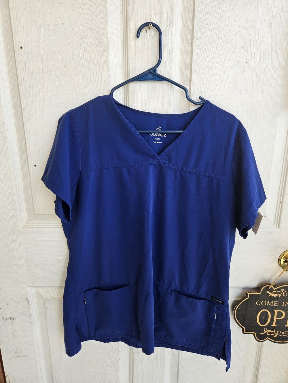 Women's Navy blue Jockey Medical Scrub Top Size Large GUC